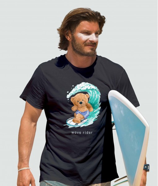 Мъжка тениска с щампа Мечета Fashion Wave rider bear